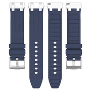 For Amazfit Active 20mm Quick Release Silver Buckle Royal Silicone Watch Band(Navy Blue)