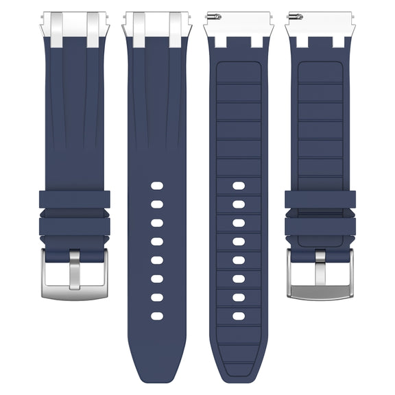 For Amazfit Active 20mm Quick Release Silver Buckle Royal Silicone Watch Band(Navy Blue)