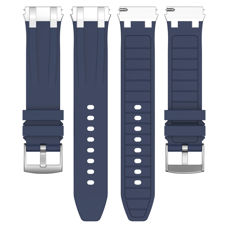 For Amazfit Active 20mm Quick Release Silver Buckle Royal Silicone Watch Band(Navy Blue)