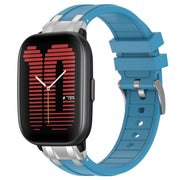 For Amazfit Active 20mm Quick Release Silver Buckle Royal Silicone Watch Band(Sea Blue)
