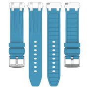 For Amazfit Active 20mm Quick Release Silver Buckle Royal Silicone Watch Band(Sea Blue)