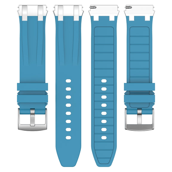 For Amazfit Active 20mm Quick Release Silver Buckle Royal Silicone Watch Band(Sea Blue)