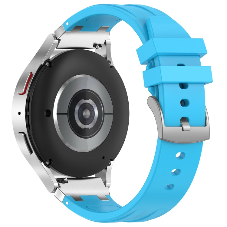 For Amazfit Active 20mm Quick Release Silver Buckle Royal Silicone Watch Band(Sky Blue)