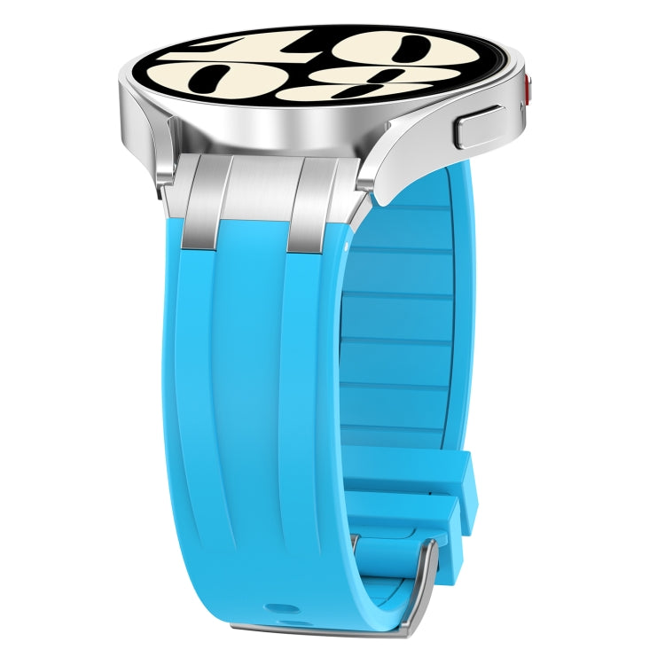 For Amazfit Active 20mm Quick Release Silver Buckle Royal Silicone Watch Band(Sky Blue)