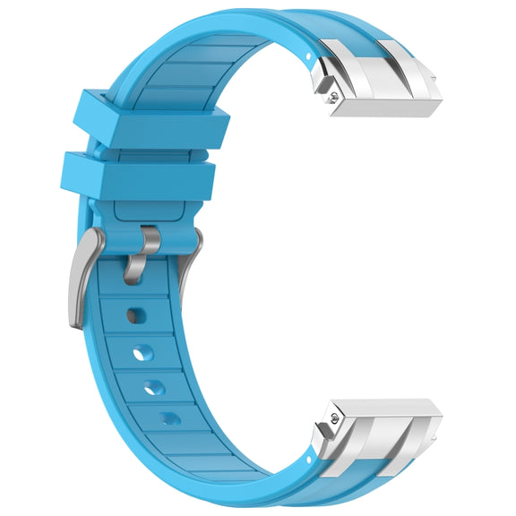 For Amazfit Active 20mm Quick Release Silver Buckle Royal Silicone Watch Band(Sky Blue)
