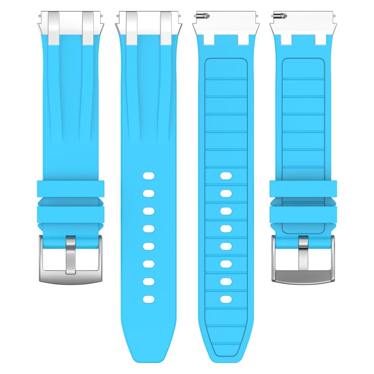 For Amazfit Active 20mm Quick Release Silver Buckle Royal Silicone Watch Band(Sky Blue)