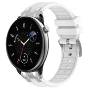 For Amazfit GTR Mini 20mm Quick Release Silver Buckle Royal Silicone Watch Band(White)