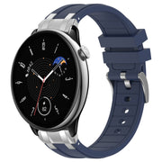 For Amazfit GTR Mini 20mm Quick Release Silver Buckle Royal Silicone Watch Band(Navy Blue)