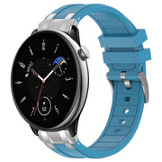 For Amazfit GTR Mini 20mm Quick Release Silver Buckle Royal Silicone Watch Band(Sea Blue)