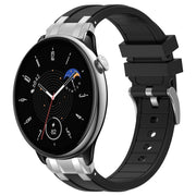 For Amazfit GTR Mini 20mm Quick Release Silver Buckle Royal Silicone Watch Band(Black)
