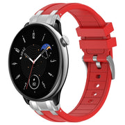 For Amazfit GTR Mini 20mm Quick Release Silver Buckle Royal Silicone Watch Band(Red)