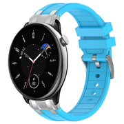 For Amazfit GTR Mini 20mm Quick Release Silver Buckle Royal Silicone Watch Band(Sky Blue)