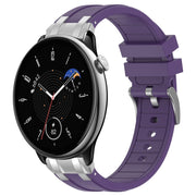 For Amazfit GTR Mini 20mm Quick Release Silver Buckle Royal Silicone Watch Band(Purple)