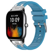 For Amazfit GTS4 Mini 20mm Quick Release Silver Buckle Royal Silicone Watch Band(Sea Blue)