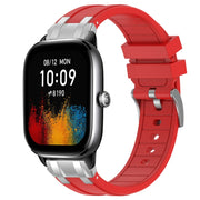 For Amazfit GTS4 Mini 20mm Quick Release Silver Buckle Royal Silicone Watch Band(Red)