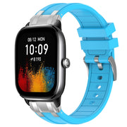 For Amazfit GTS4 Mini 20mm Quick Release Silver Buckle Royal Silicone Watch Band(Sky Blue)