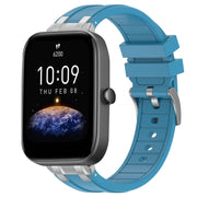 For Amazfit Bip3 20mm Quick Release Silver Buckle Royal Silicone Watch Band(Sea Blue)