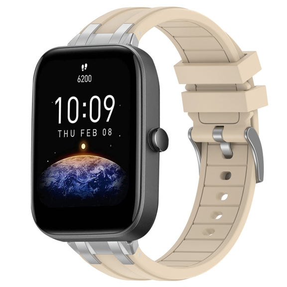 For Amazfit Bip3 20mm Quick Release Silver Buckle Royal Silicone Watch Band(Starlight)