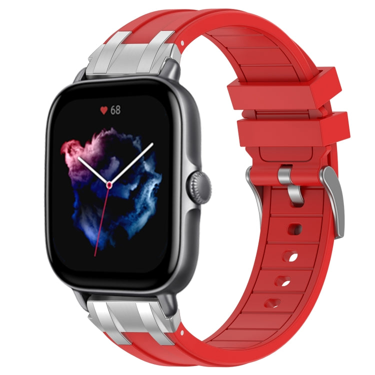 For Amazfit GTS 3 20mm Quick Release Silver Buckle Royal Silicone Watch Band(Red)