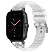 For Amazfit GTS 2e 20mm Quick Release Silver Buckle Royal Silicone Watch Band(White)