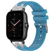 For Amazfit GTS 2e 20mm Quick Release Silver Buckle Royal Silicone Watch Band(Sea Blue)