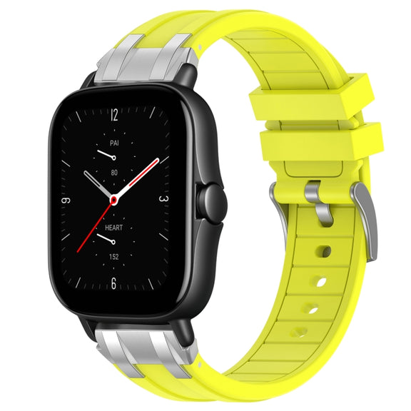 For Amazfit GTS 2e 20mm Quick Release Silver Buckle Royal Silicone Watch Band(Vital Yellow)