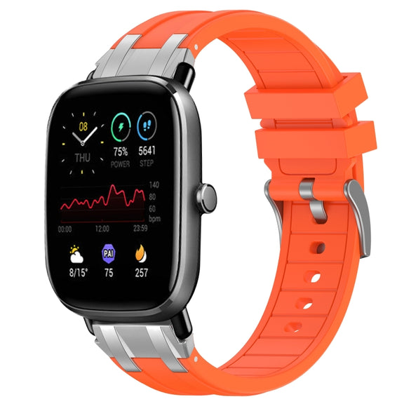 For Amazfit GTS 2 Mini 20mm Quick Release Silver Buckle Royal Silicone Watch Band(Orange)