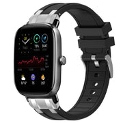 For Amazfit GTS 2 Mini 20mm Quick Release Silver Buckle Royal Silicone Watch Band(Black)