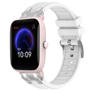 For Amazfit Pop Pro 20mm Quick Release Silver Buckle Royal Silicone Watch Band(White)