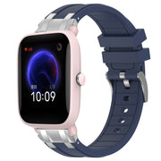 For Amazfit Pop Pro 20mm Quick Release Silver Buckle Royal Silicone Watch Band(Navy Blue)