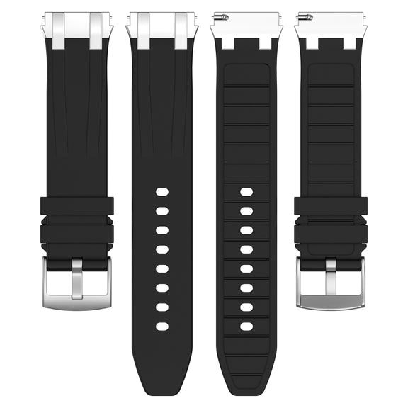 For Amazfit Pop Pro 20mm Quick Release Silver Buckle Royal Silicone Watch Band(Black)