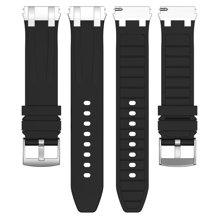 For Amazfit Pop Pro 20mm Quick Release Silver Buckle Royal Silicone Watch Band(Black)