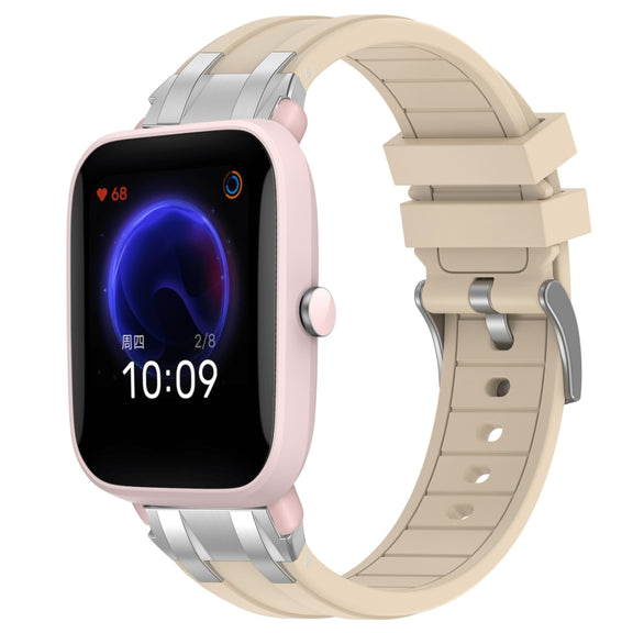 For Amazfit Pop Pro 20mm Quick Release Silver Buckle Royal Silicone Watch Band(Starlight)