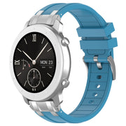 For Amazfit Pop 20mm Quick Release Silver Buckle Royal Silicone Watch Band(Sea Blue)