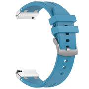 For Amazfit Pop 20mm Quick Release Silver Buckle Royal Silicone Watch Band(Sea Blue)