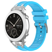 For Amazfit Pop 20mm Quick Release Silver Buckle Royal Silicone Watch Band(Sky Blue)