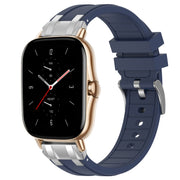 For Amazfit GTS 2 20mm Quick Release Silver Buckle Royal Silicone Watch Band(Navy Blue)