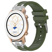 For Amazfit GTR 42mm 20mm Quick Release Silver Buckle Royal Silicone Watch Band(Olive Green)