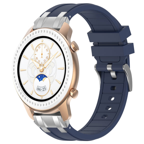 For Amazfit GTR 42mm 20mm Quick Release Silver Buckle Royal Silicone Watch Band(Navy Blue)