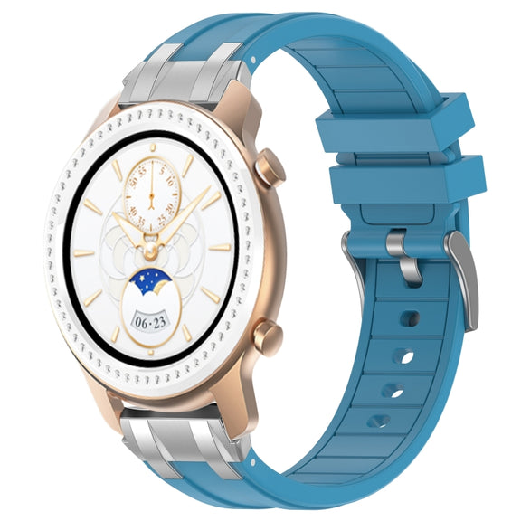 For Amazfit GTR 42mm 20mm Quick Release Silver Buckle Royal Silicone Watch Band(Sea Blue)