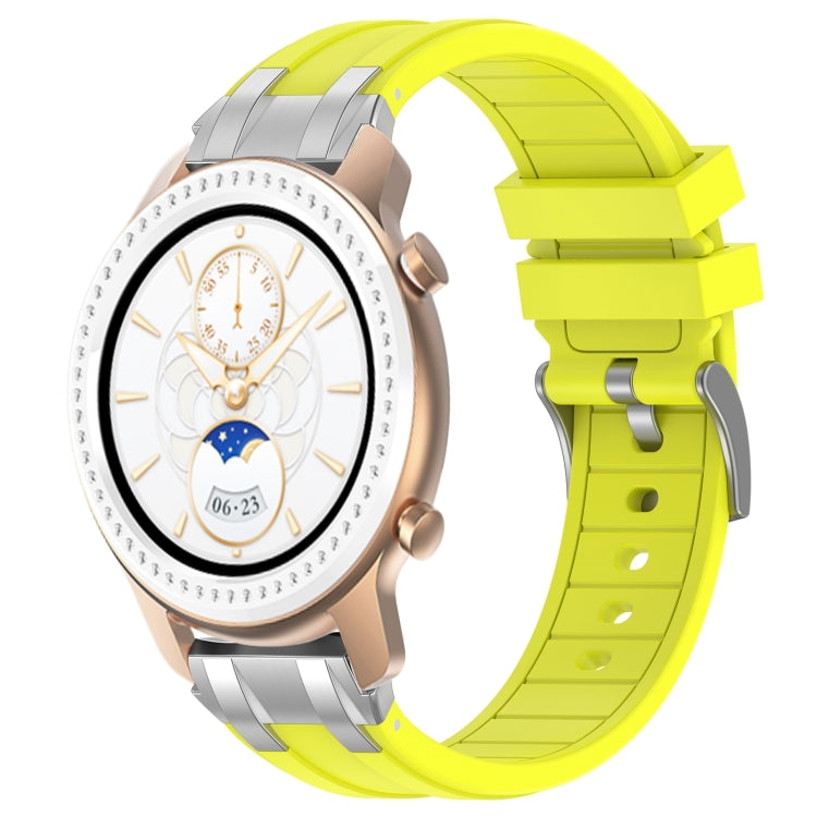 For Amazfit GTR 42mm 20mm Quick Release Silver Buckle Royal Silicone Watch Band(Vital Yellow)