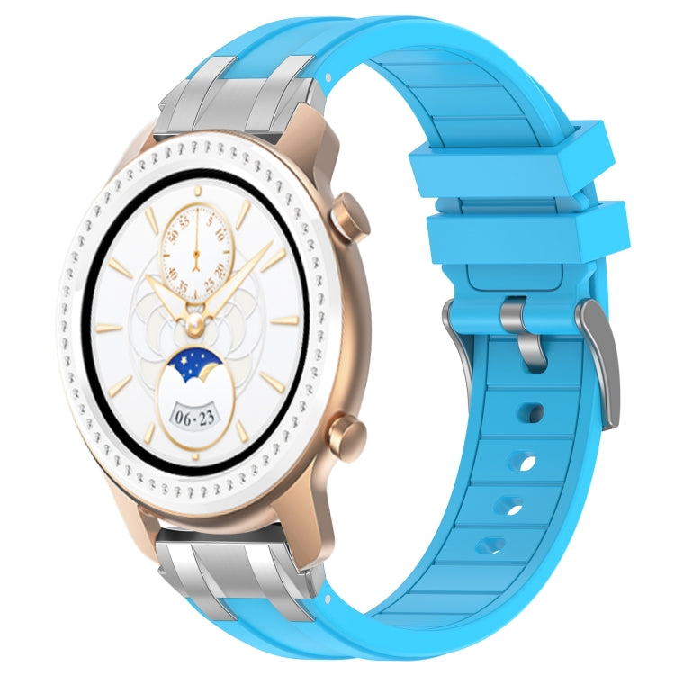 For Amazfit GTR 42mm 20mm Quick Release Silver Buckle Royal Silicone Watch Band(Sky Blue)