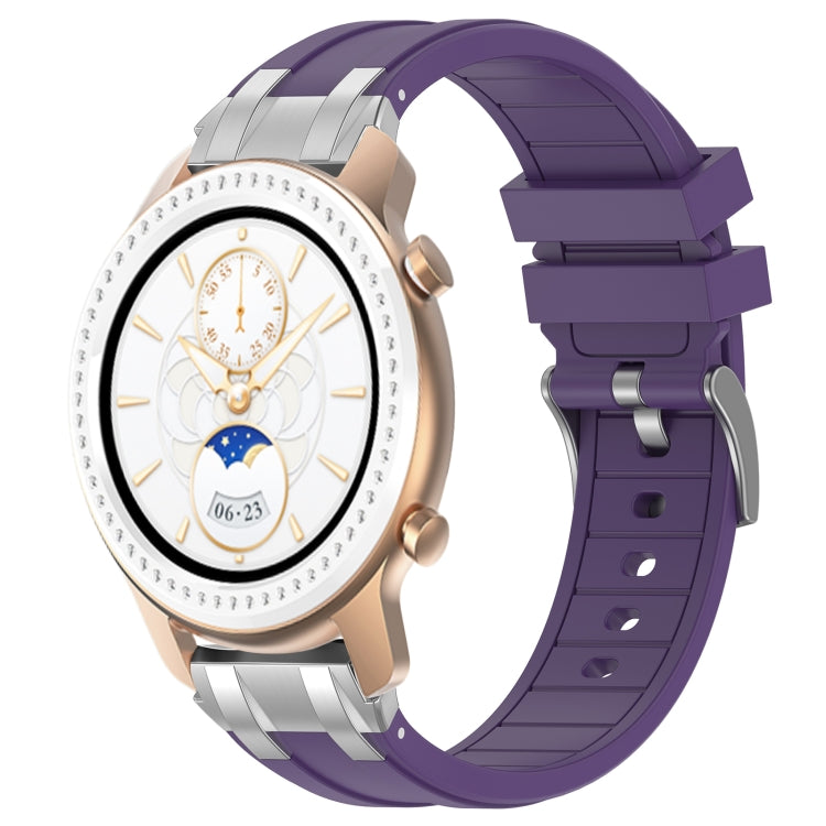 For Amazfit GTR 42mm 20mm Quick Release Silver Buckle Royal Silicone Watch Band(Purple)
