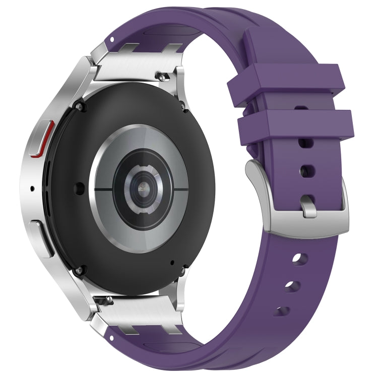 For Amazfit GTR 42mm 20mm Quick Release Silver Buckle Royal Silicone Watch Band(Purple)