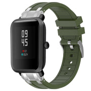 For Amazfit Bip S 20mm Quick Release Silver Buckle Royal Silicone Watch Band(Olive Green)