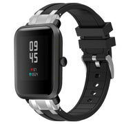 For Amazfit Bip S 20mm Quick Release Silver Buckle Royal Silicone Watch Band(Black)