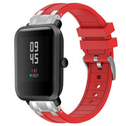 For Amazfit Bip S 20mm Quick Release Silver Buckle Royal Silicone Watch Band(Red)
