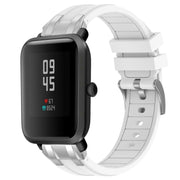 For Amazfit Bip Lite 20mm Quick Release Silver Buckle Royal Silicone Watch Band(White)