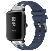 For Amazfit Bip Lite 20mm Quick Release Silver Buckle Royal Silicone Watch Band(Navy Blue)
