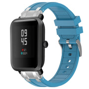 For Amazfit Bip Lite 20mm Quick Release Silver Buckle Royal Silicone Watch Band(Sea Blue)